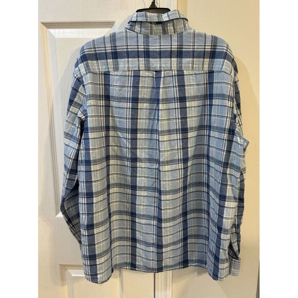 Vineyard Vines Classic Fit Whale Shirt‎ Men's Sz XL Cotten Linen Blue Plaid - Picture 2 of 9